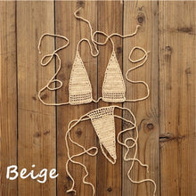 Load image into Gallery viewer, 13 Color Hand Crochet Sunbathing Hot Bikini Women Sexy Micro Swimwear Mini Lingerie Sets