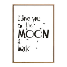 Load image into Gallery viewer, Minimalist I Love you Nursery Quotes Canvas Painting Black and White Poster Print Wall Art Pictures for Kids Room Home Decor