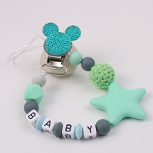 Load image into Gallery viewer, Personalize Name Mouse Head Dummy Clip Pacifier Clips Baby Silicone Pacifier Holder Chain Baby Attache Sucette Gift