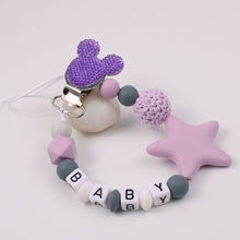 Load image into Gallery viewer, Personalize Name Mouse Head Dummy Clip Pacifier Clips Baby Silicone Pacifier Holder Chain Baby Attache Sucette Gift