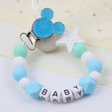 Load image into Gallery viewer, Personalize Name Mouse Head Dummy Clip Pacifier Clips Baby Silicone Pacifier Holder Chain Baby Attache Sucette Gift