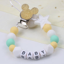 Load image into Gallery viewer, Personalize Name Mouse Head Dummy Clip Pacifier Clips Baby Silicone Pacifier Holder Chain Baby Attache Sucette Gift