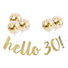 Load image into Gallery viewer, 30 40 50 60th Years Birthday Decor Gold Glitter Paper Banner Garland Confetti Balloon 30th Birthday Party Decorations Adult