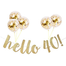 Load image into Gallery viewer, 30 40 50 60th Years Birthday Decor Gold Glitter Paper Banner Garland Confetti Balloon 30th Birthday Party Decorations Adult