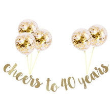 Load image into Gallery viewer, 30 40 50 60th Years Birthday Decor Gold Glitter Paper Banner Garland Confetti Balloon 30th Birthday Party Decorations Adult