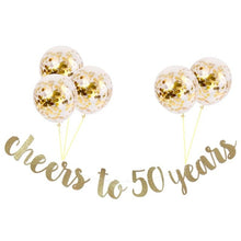 Load image into Gallery viewer, 30 40 50 60th Years Birthday Decor Gold Glitter Paper Banner Garland Confetti Balloon 30th Birthday Party Decorations Adult