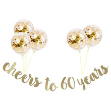 Load image into Gallery viewer, 30 40 50 60th Years Birthday Decor Gold Glitter Paper Banner Garland Confetti Balloon 30th Birthday Party Decorations Adult