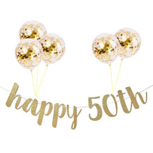 Load image into Gallery viewer, 30 40 50 60th Years Birthday Decor Gold Glitter Paper Banner Garland Confetti Balloon 30th Birthday Party Decorations Adult