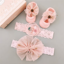 Load image into Gallery viewer, 3Pcs/Set Lace Flower Baby Girl Headband Socks Set Crown Bows Newborn Hairband Headbands For Girls Turban Baby Hair Accessories