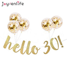 Load image into Gallery viewer, 30 40 50 60th Years Birthday Decor Gold Glitter Paper Banner Garland Confetti Balloon 30th Birthday Party Decorations Adult