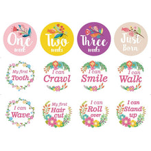 Load image into Gallery viewer, 12 Pcs Month Sticker Baby Photography Milestone Memorial Monthly Newborn Kids Commemorative Card Number Photo Accessories Gifts