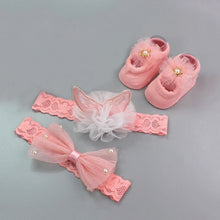 Load image into Gallery viewer, 3Pcs/Set Lace Flower Baby Girl Headband Socks Set Crown Bows Newborn Hairband Headbands For Girls Turban Baby Hair Accessories