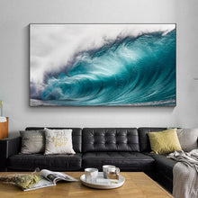 Load image into Gallery viewer, Modern Oil Painting Printed on Canvas Abstract Ocean Wave Landscape Poster Canvas Painting Wall Pictures for Living Room Decor
