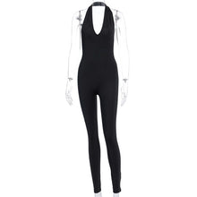 Load image into Gallery viewer, Simenual Solid Bodycon Halter Women Long Jumpsuits Skinny Backless Sleeveless Workout Overalls Sportswear Fashion Basic Jumpsuit