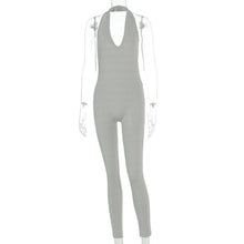 Load image into Gallery viewer, Simenual Solid Bodycon Halter Women Long Jumpsuits Skinny Backless Sleeveless Workout Overalls Sportswear Fashion Basic Jumpsuit