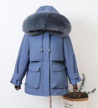 Load image into Gallery viewer, Large Natural Raccoon Fox Fur Hooded Winter Down Coat Women 90% White Duck Down Jacket Thick Warm Parkas Female Outerwear