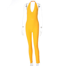 Load image into Gallery viewer, Simenual Solid Bodycon Halter Women Long Jumpsuits Skinny Backless Sleeveless Workout Overalls Sportswear Fashion Basic Jumpsuit