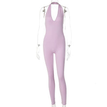 Load image into Gallery viewer, Simenual Solid Bodycon Halter Women Long Jumpsuits Skinny Backless Sleeveless Workout Overalls Sportswear Fashion Basic Jumpsuit