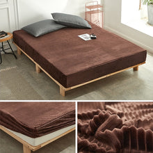 Load image into Gallery viewer, New High Density Velvet Fitted Bed Sheet Bed Mattress Protective Cover Soft Breathable Bedspread Bed Linen with Elastic Band