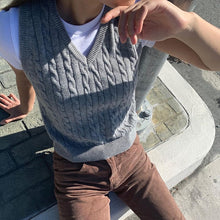 Load image into Gallery viewer, SUCHCUTE e girl Sweater Vest women jumper V Neck pullover Knitted Vests Women y2k Preppy Style Crop Top Autumn 2020 solid outfit