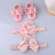 Load image into Gallery viewer, 3Pcs/Set Lace Flower Baby Girl Headband Socks Set Crown Bows Newborn Hairband Headbands For Girls Turban Baby Hair Accessories