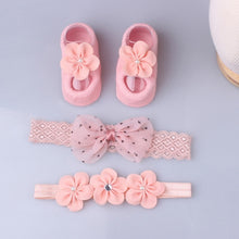Load image into Gallery viewer, 3Pcs/Set Lace Flower Baby Girl Headband Socks Set Crown Bows Newborn Hairband Headbands For Girls Turban Baby Hair Accessories