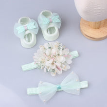 Load image into Gallery viewer, 3Pcs/Set Lace Flower Baby Girl Headband Socks Set Crown Bows Newborn Hairband Headbands For Girls Turban Baby Hair Accessories