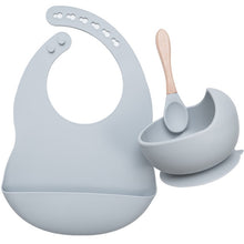 Load image into Gallery viewer, BPA Free Baby Silicone Tableware Waterproof Bib Flexible Saliva Towel Solid Color Sucker Bowl And Spoon For Children