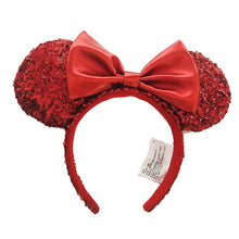 Load image into Gallery viewer, Mermaid princess Minnie Ears Headband Big Sequin Bows EARS COSTUME Headband Cosplay Plush Adult/Kids Headband Gift