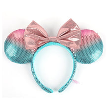 Load image into Gallery viewer, Mermaid princess Minnie Ears Headband Big Sequin Bows EARS COSTUME Headband Cosplay Plush Adult/Kids Headband Gift
