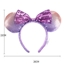 Load image into Gallery viewer, Mermaid princess Minnie Ears Headband Big Sequin Bows EARS COSTUME Headband Cosplay Plush Adult/Kids Headband Gift