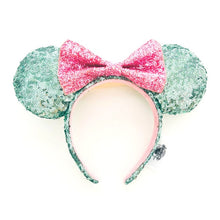 Load image into Gallery viewer, Mermaid princess Minnie Ears Headband Big Sequin Bows EARS COSTUME Headband Cosplay Plush Adult/Kids Headband Gift