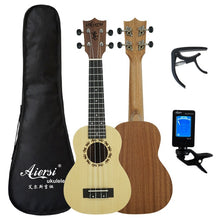 Load image into Gallery viewer, Aiersi full pack 21 inch ukelele mahogany Soprano gecko ukulele guitar musical gifts instrument 4 string Hawaiian mini guitarra