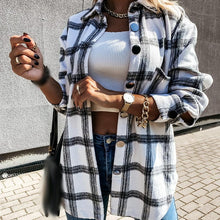 Load image into Gallery viewer, Autumn Plaid Woolen Women's Shirt Loose Long Sleeve Single Breasted Female Shirts 2020 New Winter Casual Streetwear Ladies Tops
