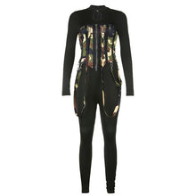 Load image into Gallery viewer, BIIKPIIK Chinese Button Black Hollow Out Jumpsuits Skinny Casual Jogging Women Jumpsuits Sporty Fitness Workout Overalls