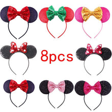 Load image into Gallery viewer, Sweet girls Sequins Headbands For Girls Christmas Headband Hairband for Girls Mouse Ears Hair Bows Accessories Baby Headband 8pc