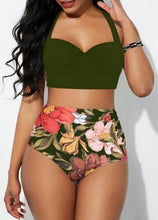 Load image into Gallery viewer, Women Fashion Sunflower Print Sleeveless Bikini Set Top Shorts Two Piece Set Swimsuit Bathing Suit Swimwear Beach Wear Tankinis