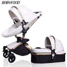 Load image into Gallery viewer, Free Ship Leather 3 in 1 Baby Stroller Two Way Suspension 2 in 1 Stroller EU Safety Car Seat Newborn Bassinet Send Umbrella