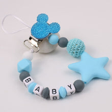 Load image into Gallery viewer, Personalize Name Mouse Head Dummy Clip Pacifier Clips Baby Silicone Pacifier Holder Chain Baby Attache Sucette Gift
