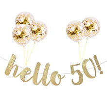 Load image into Gallery viewer, 30 40 50 60th Years Birthday Decor Gold Glitter Paper Banner Garland Confetti Balloon 30th Birthday Party Decorations Adult
