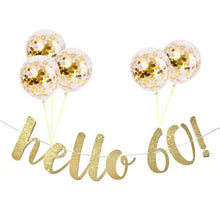 Load image into Gallery viewer, 30 40 50 60th Years Birthday Decor Gold Glitter Paper Banner Garland Confetti Balloon 30th Birthday Party Decorations Adult
