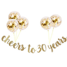 Load image into Gallery viewer, 30 40 50 60th Years Birthday Decor Gold Glitter Paper Banner Garland Confetti Balloon 30th Birthday Party Decorations Adult
