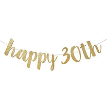 Load image into Gallery viewer, 30 40 50 60th Years Birthday Decor Gold Glitter Paper Banner Garland Confetti Balloon 30th Birthday Party Decorations Adult
