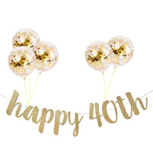 Load image into Gallery viewer, 30 40 50 60th Years Birthday Decor Gold Glitter Paper Banner Garland Confetti Balloon 30th Birthday Party Decorations Adult
