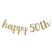 Load image into Gallery viewer, 30 40 50 60th Years Birthday Decor Gold Glitter Paper Banner Garland Confetti Balloon 30th Birthday Party Decorations Adult
