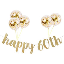 Load image into Gallery viewer, 30 40 50 60th Years Birthday Decor Gold Glitter Paper Banner Garland Confetti Balloon 30th Birthday Party Decorations Adult
