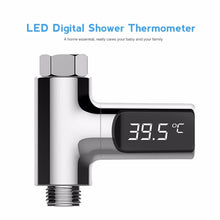 Load image into Gallery viewer, LED Display Celsius Water Temperature Meter Monitor Electricity Shower Thermometer 360 Degrees Rotation Flow Self-Generating

