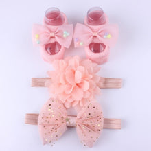 Load image into Gallery viewer, 3Pcs/Set Lace Flower Baby Girl Headband Socks Set Crown Bows Newborn Hairband Headbands For Girls Turban Baby Hair Accessories
