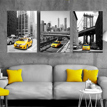 Load image into Gallery viewer, New York City Yellow Taxi Scene Canvas Painting Wall Art Pictures Poster and Prints for Living Room Interior Home Decor
