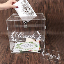 Load image into Gallery viewer, OurWarm Clear Acrylic Wedding Card Box with Lock and Card Sign for Wedding Reception Security Money Box for Birthday Baby Shower
